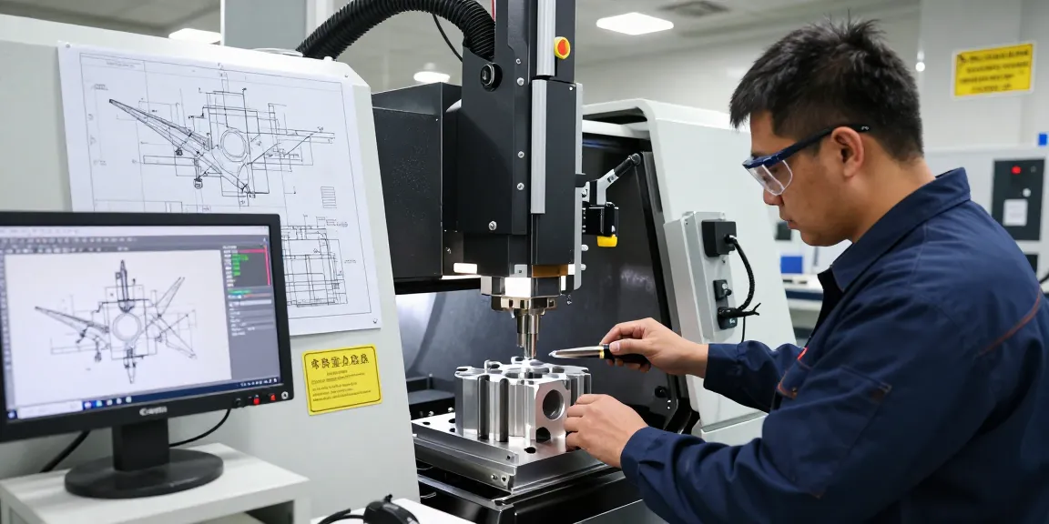 Leading aerospace CNC parts manufacturers utilize high-tech machinery for precision component fabrication in a professional workspace.